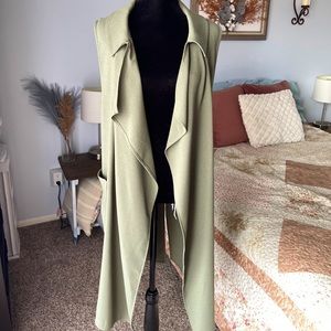 Olive Green Sleeveless Cardigan